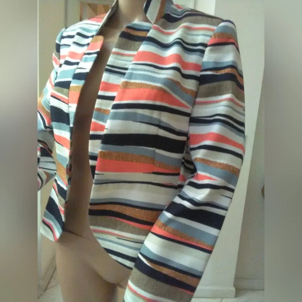 BNWT VINTAGE JACKET CROPPED BY PECK & PECK SZ. 8 MULTI COLORS PINK BLACK ETC SZ8 - Picture 2 of 7